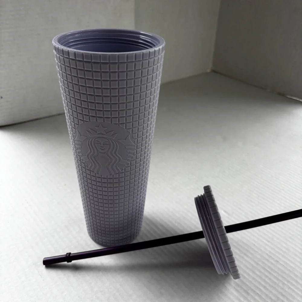 Starbucks Matte Purple Grid Venti Tumbler 24oz Cold Cup Lilac Waffle Texture NEW